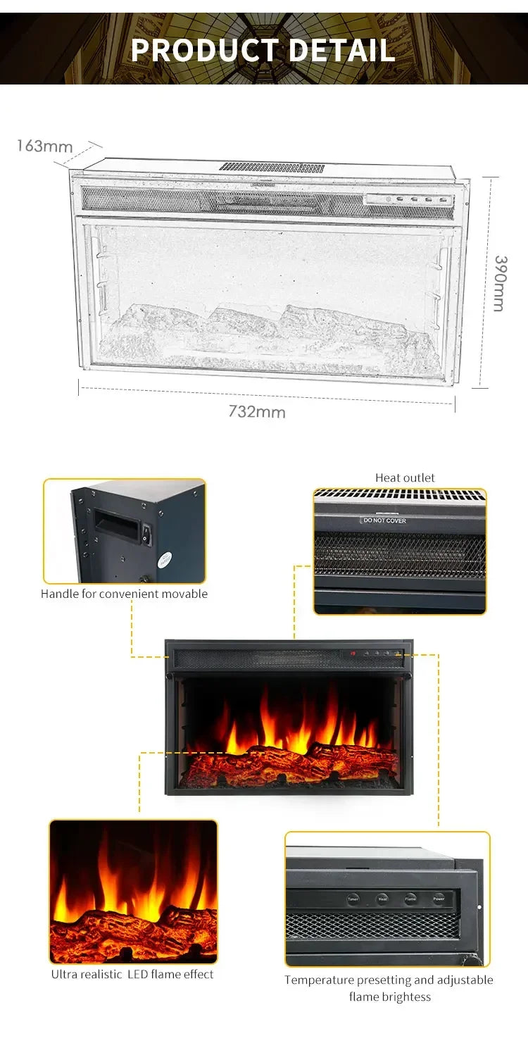 Electric FireplaceLiving Room Indoor Led Decor Decorative Artificial Smart Modern Insert Luxury Electric Fireplace Heater