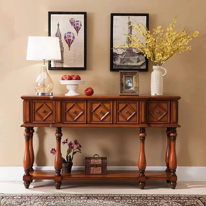 Vintage Luxury Console Tables Mid Century American Retro Premium Console Tables Beauty Metal Handle Bureau Furniture Living Room