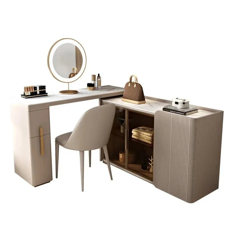 Minimalist Aesthetic Vanity Tables Makeup Modern Storage Led Lights Vanity Table Set Designer Penteadeira Furniture Deocr