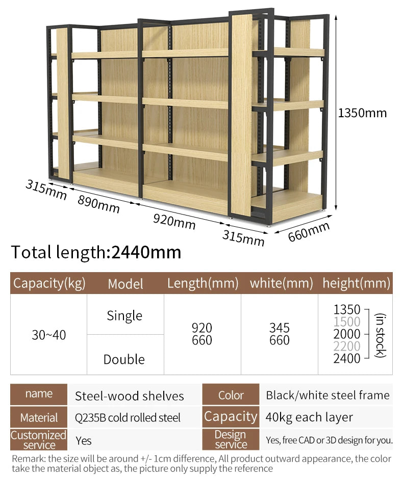 Steel And Wood Shelves Display Shelves Factory Supply Advertising Supermarket Shelf
