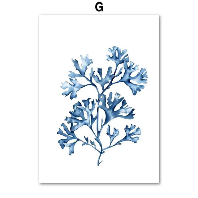 Coastal Sea Life Wall Art Coral Seahorse Lobster Crab Canvas Prints  Beach House Nautical Decor  Simple Marine Posters for Home