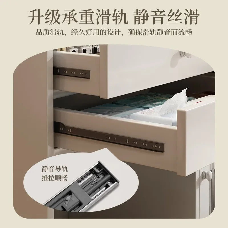 Modern 3 in 1 Makeup with Mirror and Light Makeup Vanity with Storage Makeup Table with 2 Drawers and Upholstered Stool Cabient