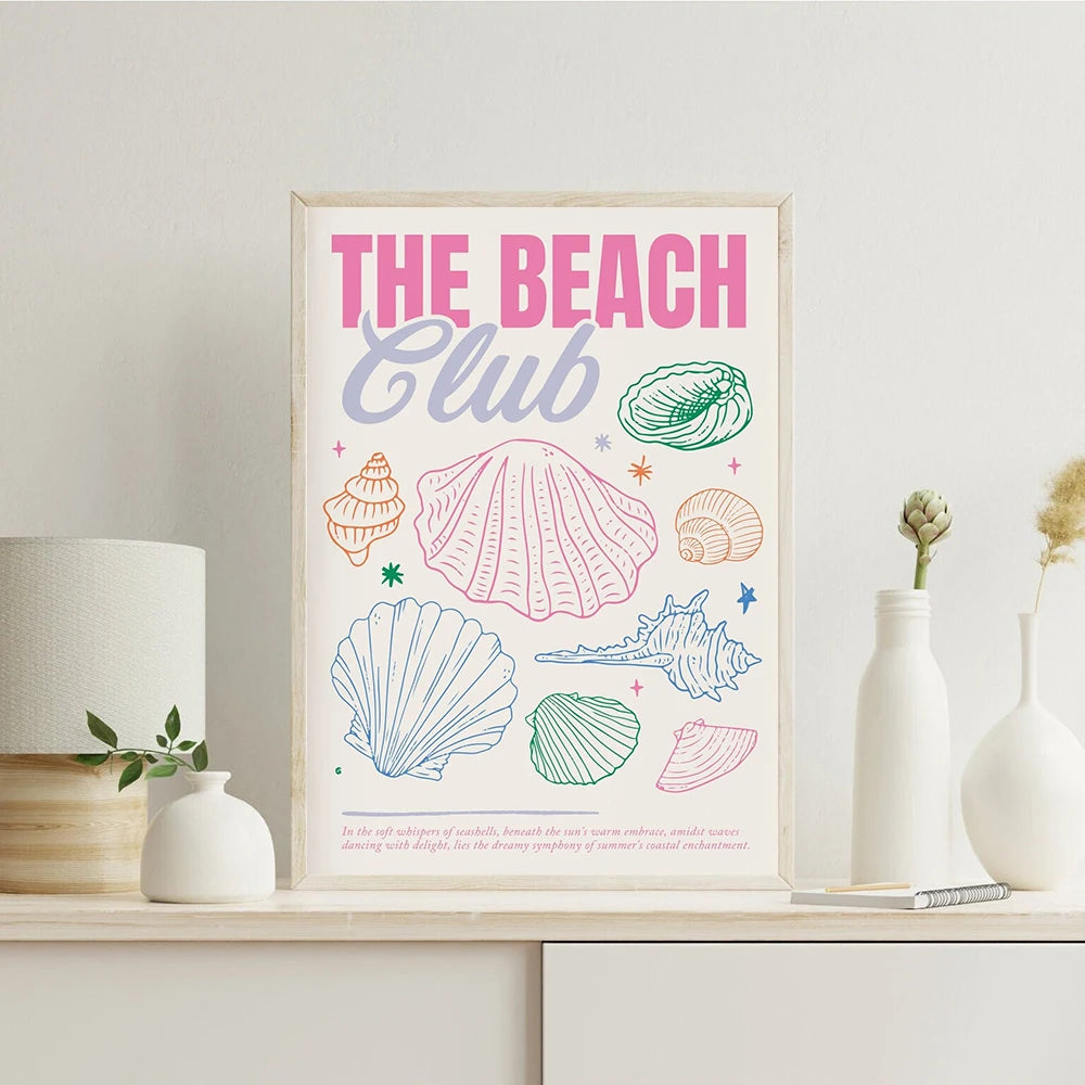 Maximalist Pink Party Coffee And Pastries Quotes Print Murals Beach Club Wall Art Canvas Painting Posters Living Room Home Decor