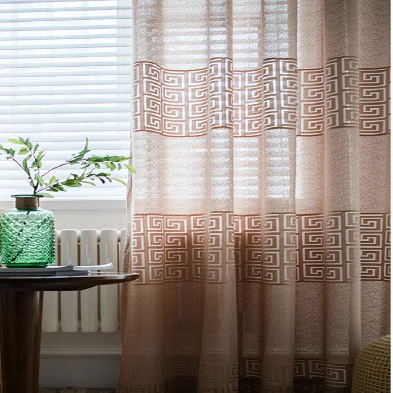 Modern Curtains for Living Dining Room Bedroom Simple Pure Color Jacquard Window Tulle  French Window  Sheer Curtains