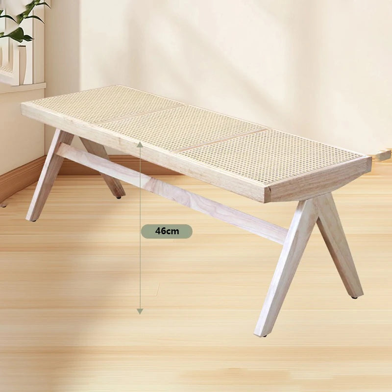 Vintage Wooden Stools Bench Woven Stools Modern Living Room Ottomans Outdoor Single Person Ottomans Entrance Hall Furniture