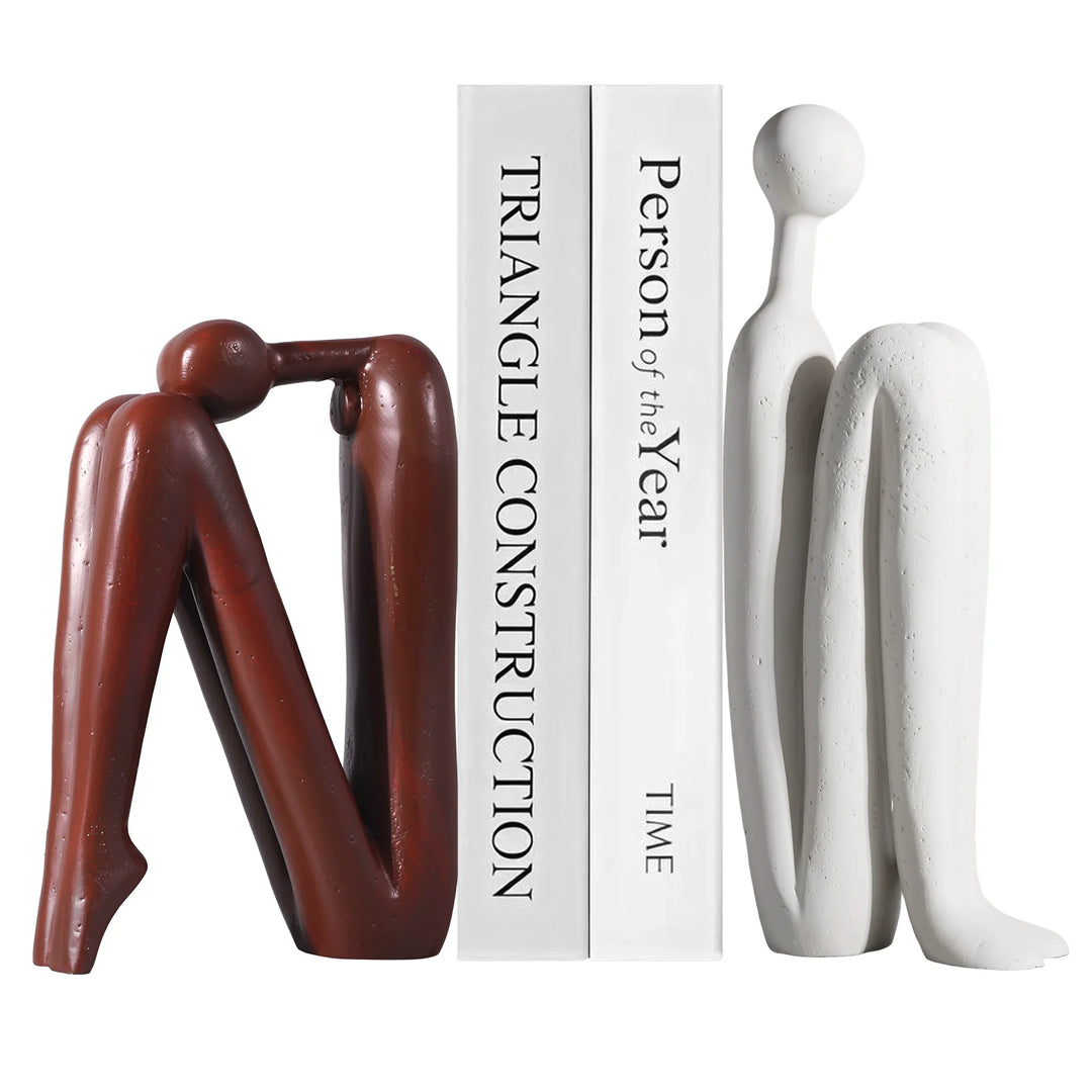 Decorative Bookends for Heavy Books, Thinker Statue Book Holders for Shelves & Office Desk, Abstract Decor Aesthetic Book Ends S
