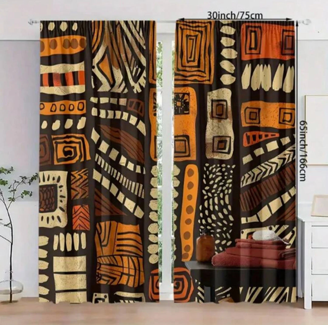 Bohemian pattern printed curtains, pole bag curtains 42*84, bedroom and living room, home decoration, room decoration