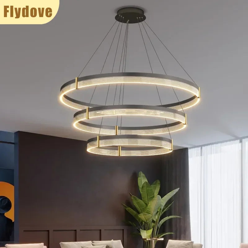 Italian Minimalist Living Room Circular Chandelier Modern Dining Room Bedroom Hotel Coffee Shop Home Lighting Decoration Lamps