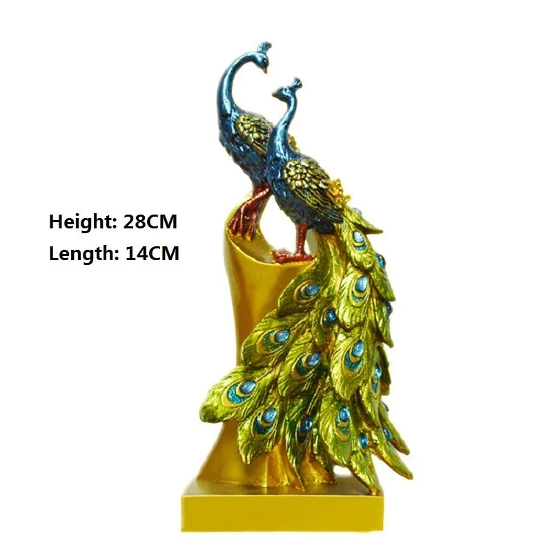 Creative Resin Peacock Decor Statue Sculpture Bookshelf Decor Accents Modern Decorative Desktop Figurine Accessories Gift
