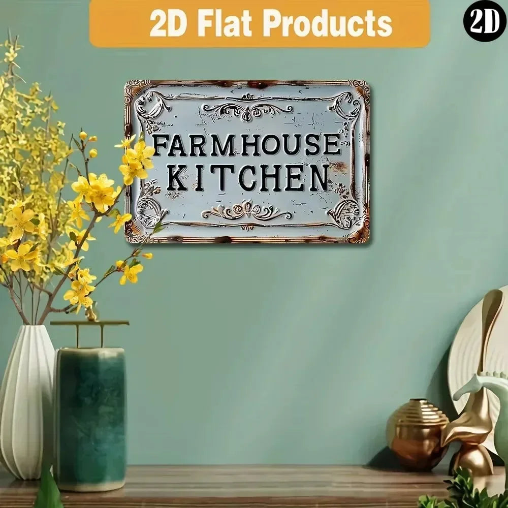 Farmhouse Sign Aluminum Wall Hanging 2D Flat Print Perfect Multipurpose Rustic Decor for Home Garden Outdoor Spots
