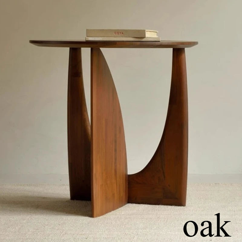 Wood Coffee Table Morden Designer Corner Interior Home Living Room Decoration Wood Round Sofa Side Table Room Small Furniture