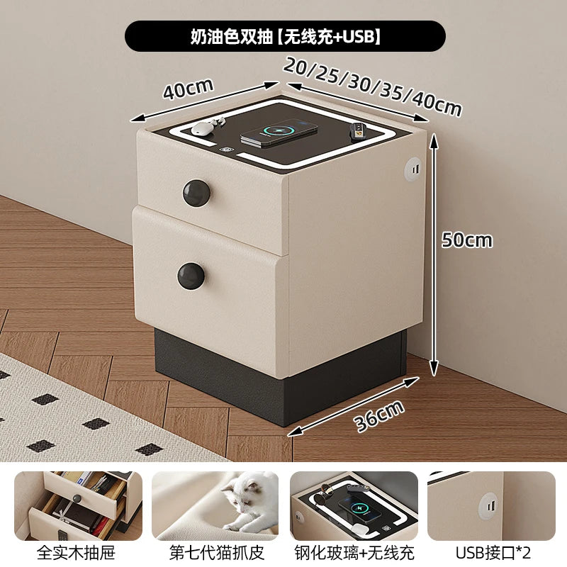 Minimalist Storage Nightstand Aesthetic Lamp Smart White Nightstand Drawer Cabinet Mesita De Noche Dormitorio Home Furniture