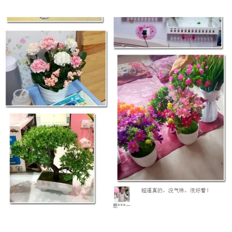 Artificial Potted Plants Small Fake Green Trees for Indoor Outdoor Home Garden Bedroom Hotel Party Desk Table Decoration
