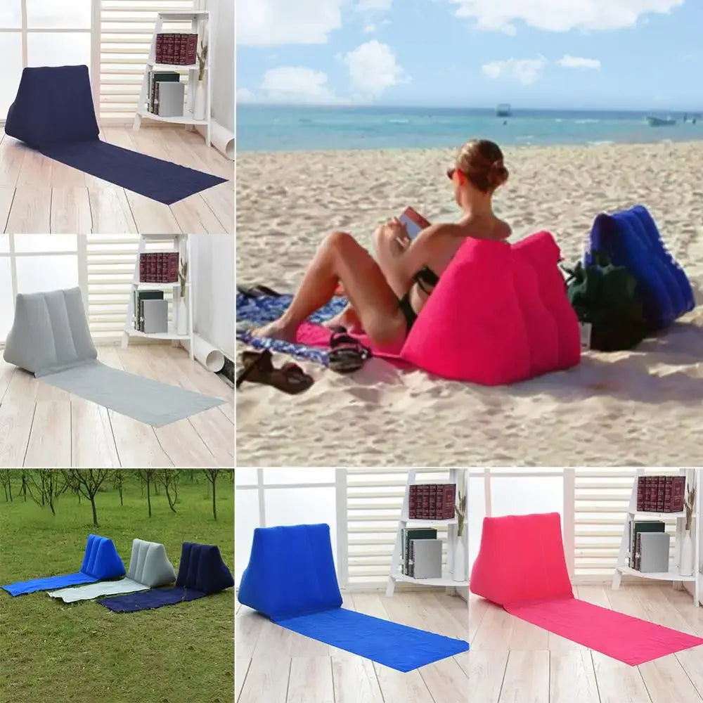 Inflatable Wedge Pillow With Mat PVC Flocking Travel Portable Back Support Triangle Cushion Beach Pillow