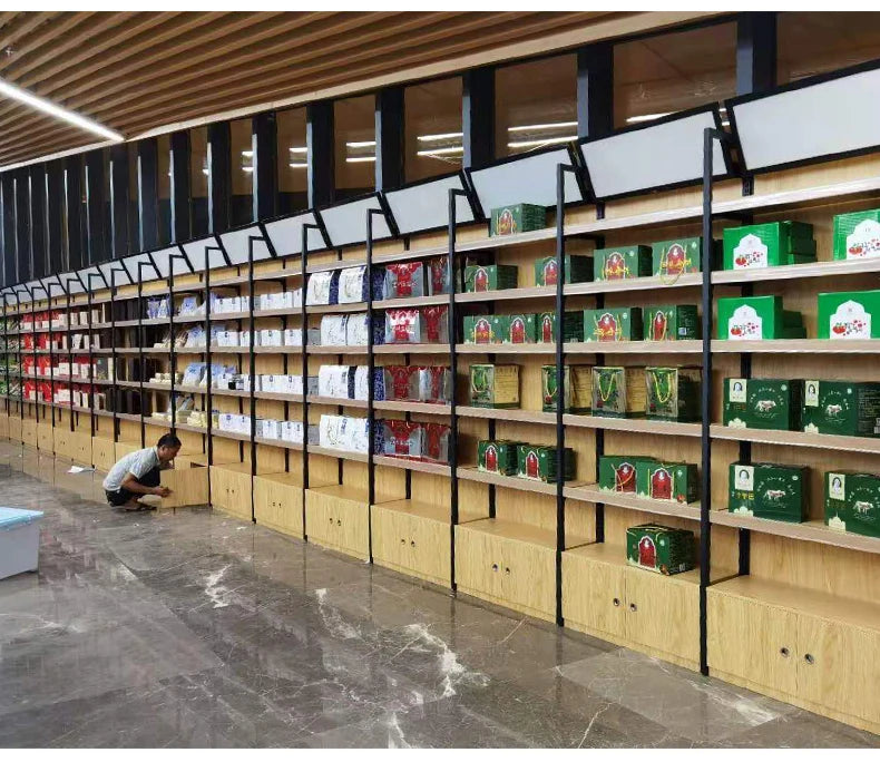Steel And Wood Shelves Display Shelves Factory Supply Advertising Supermarket Shelf