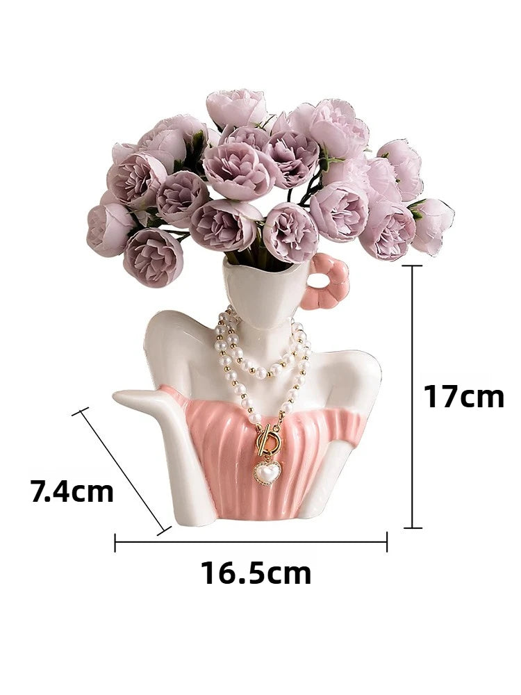 Ceramic Vase Decorative Ornament Living Room Desktop Simulated Flower Figurines Small Room Creative Decorative Arts and Crafts