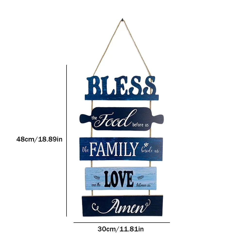 Wooden Wall Decor Art Farmhouse Kitchen Plaques Sign Rustic Bless The Food Before Us Signs Gift for Dinning Room Living Room NEW