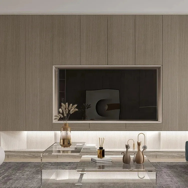 Modern Home Hotel Wooden TV Cabinets Furniture Designs Living Room Full Wall Mounted Screen TV Cabinet Design