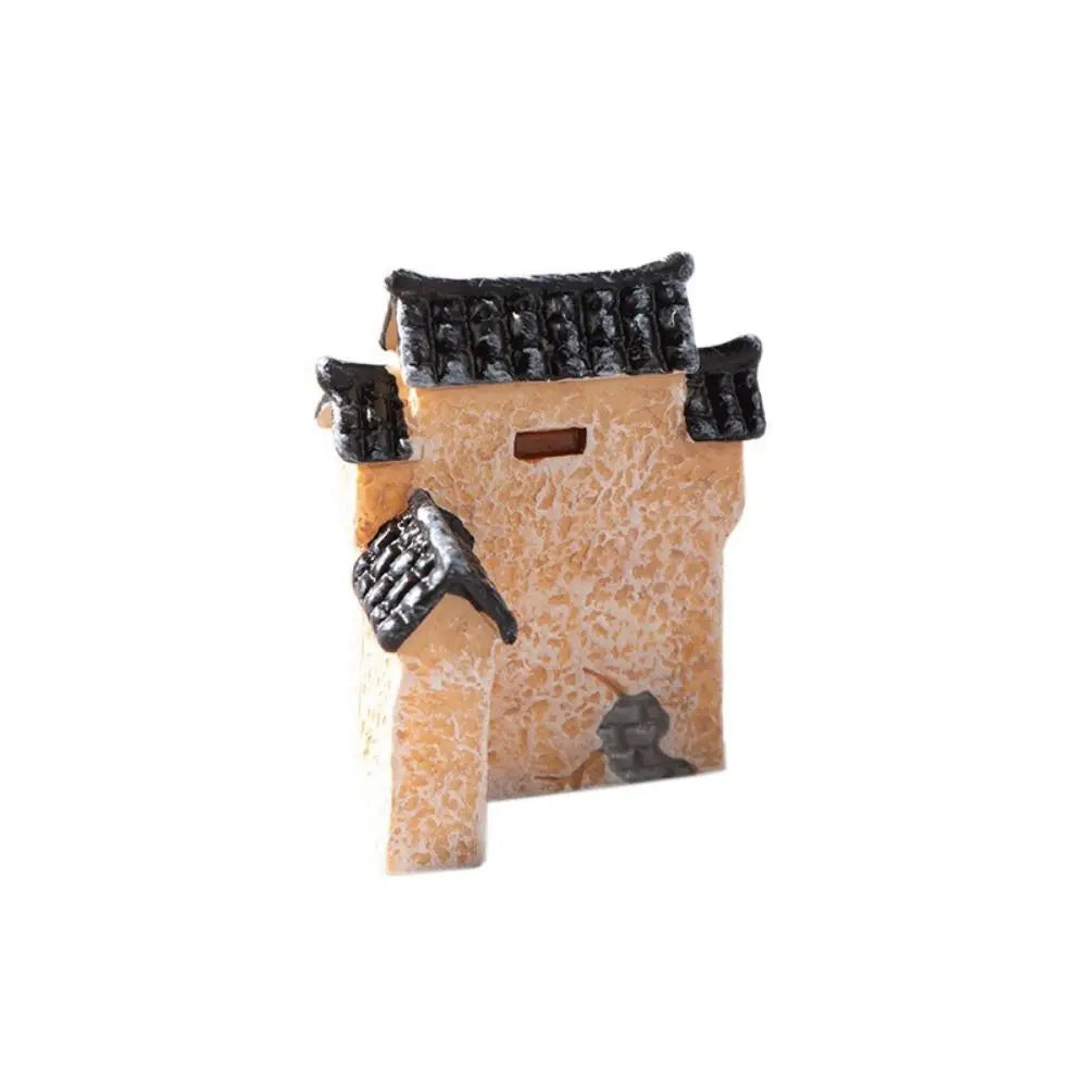 Decorative Mini Resin House Chinese Style Resin Bonsai Landscaping Retor Mini House Retro Building Home Desk