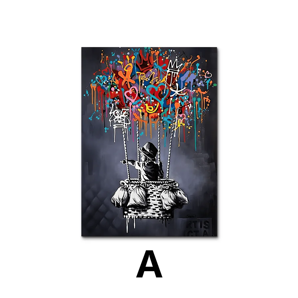 Classic Abstract Wall Art Banksy Street Graffiti Wall Art HD Canvas Print Poster Home Living Room Bedroom Decoration