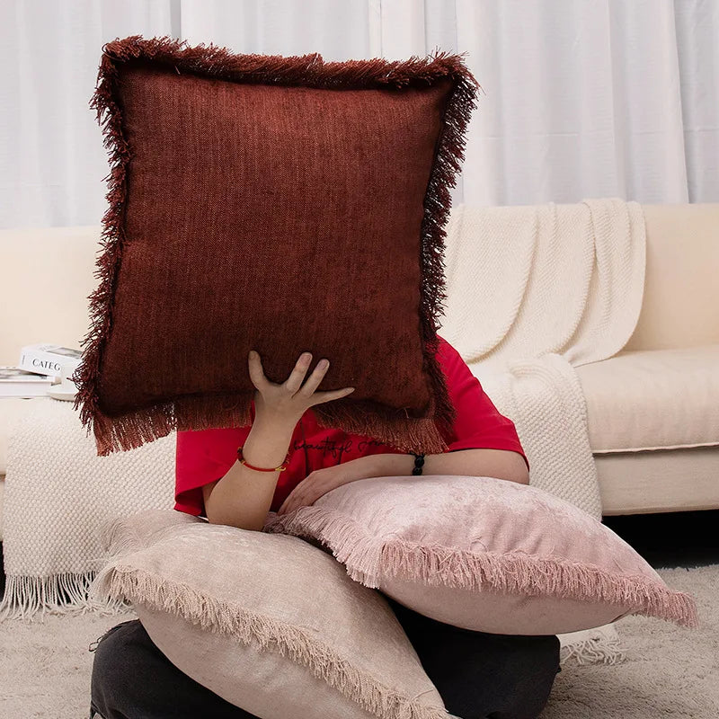 Home Decor Items Cushion Cover Brown Pink White Cotton Pillow Cover Decorative Cushions Sofa Bed Sofa Living Room Pillow Case