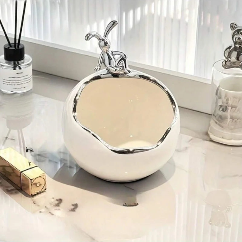 1 piece decorative ceramic storage bowl, keys, dresser tabletop jewelry storage box for home organization and storage.