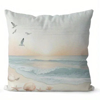 Home Decor Sea Creatures & Beach Scenes Pillow Covers Pattern Cushion Cover Suitable For Sofa Bedroom Car Pillow Cover