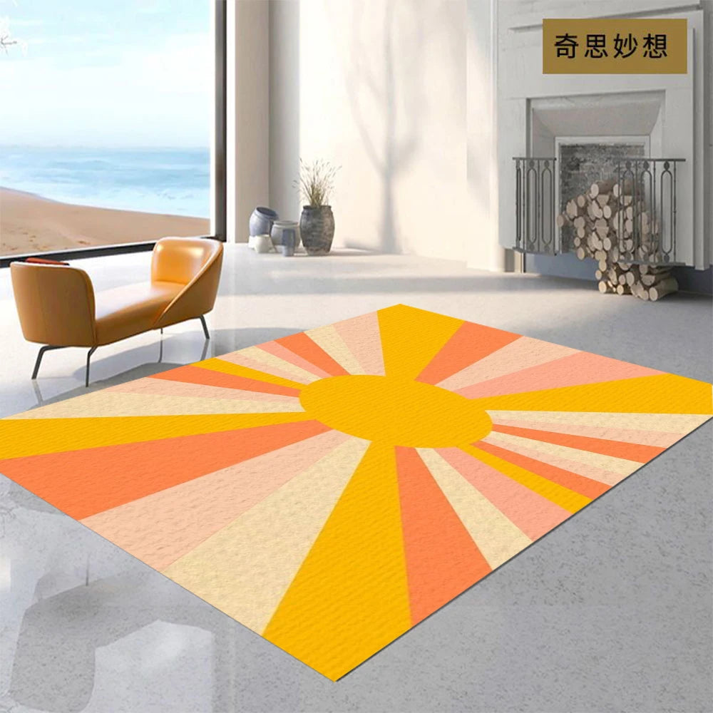 Boho Rugs Area Rug for Living Room Rainbow Kids Rug Non-Slip Sunshine Carpet Ultra Soft Rug Dining Room Christmas Gift for Kids