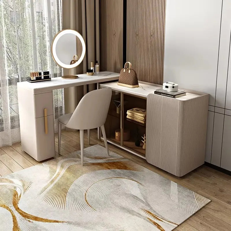 Minimalist Aesthetic Vanity Tables Makeup Modern Storage Led Lights Vanity Table Set Designer Penteadeira Furniture Deocr