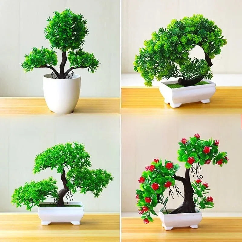 Artificial Potted Plants Small Fake Green Trees for Indoor Outdoor Home Garden Bedroom Hotel Party Desk Table Decoration