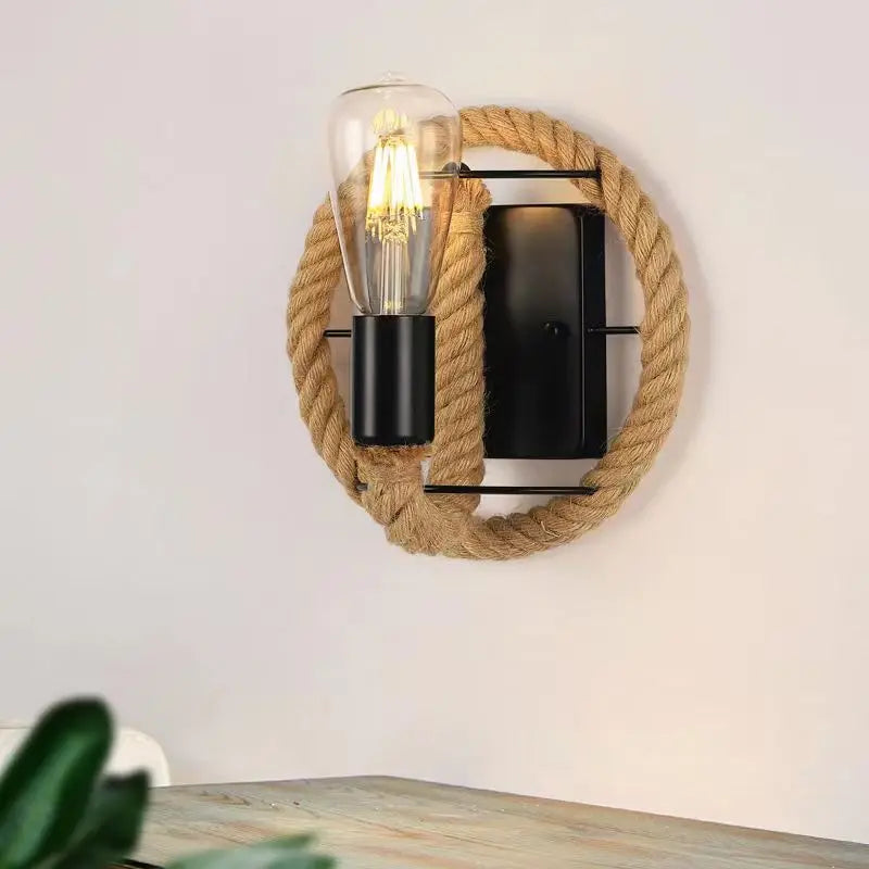 Wall Decor  Lamp for Bedroom American Twine Retro Industrial Style Creative Village Restaurant Bar Aisle Wall Light