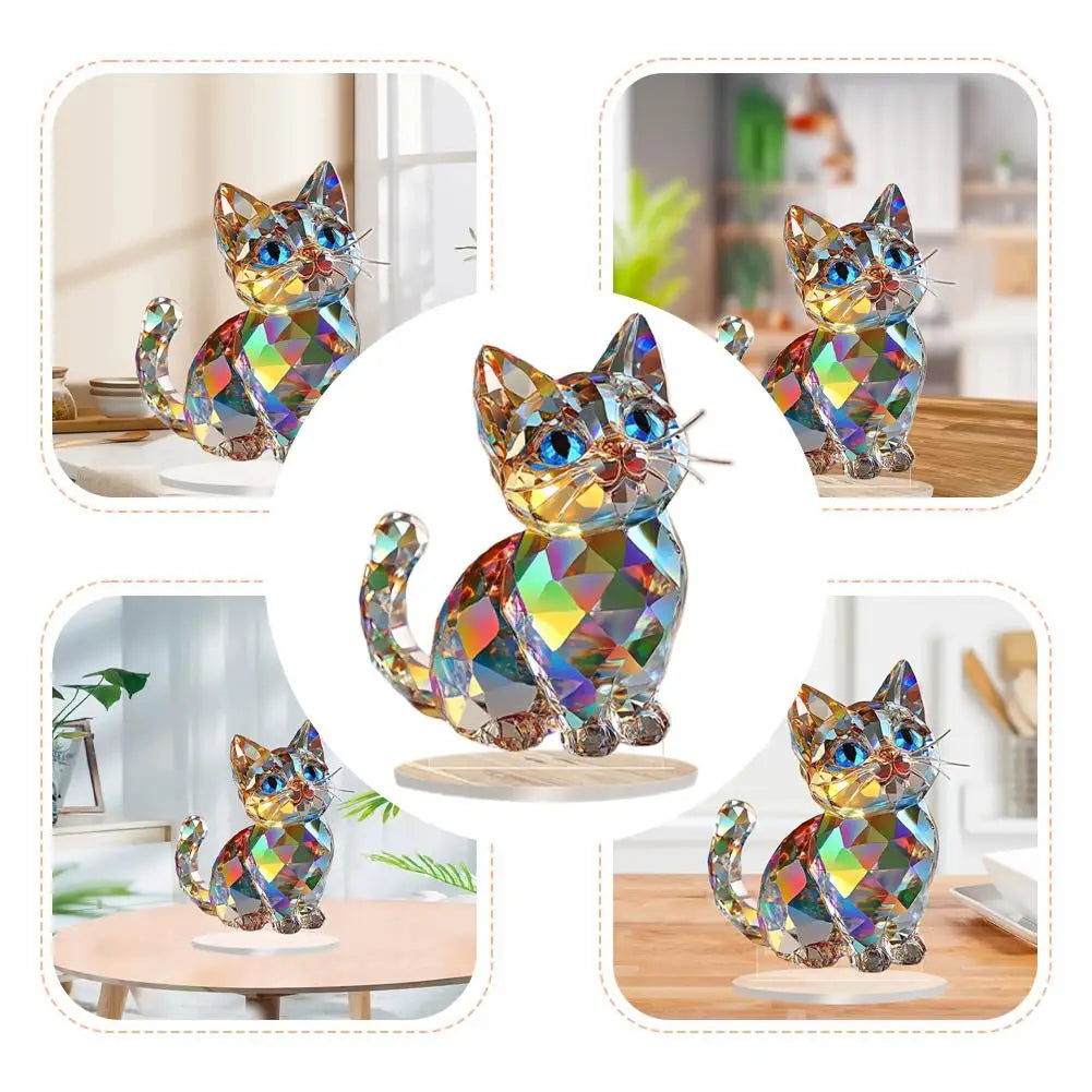 Cute Cat Ornament 2D Flat Acrylic Figurine Art Home Decoration Perfect Gift for Family and Friends Bedroom Desktop Decoration