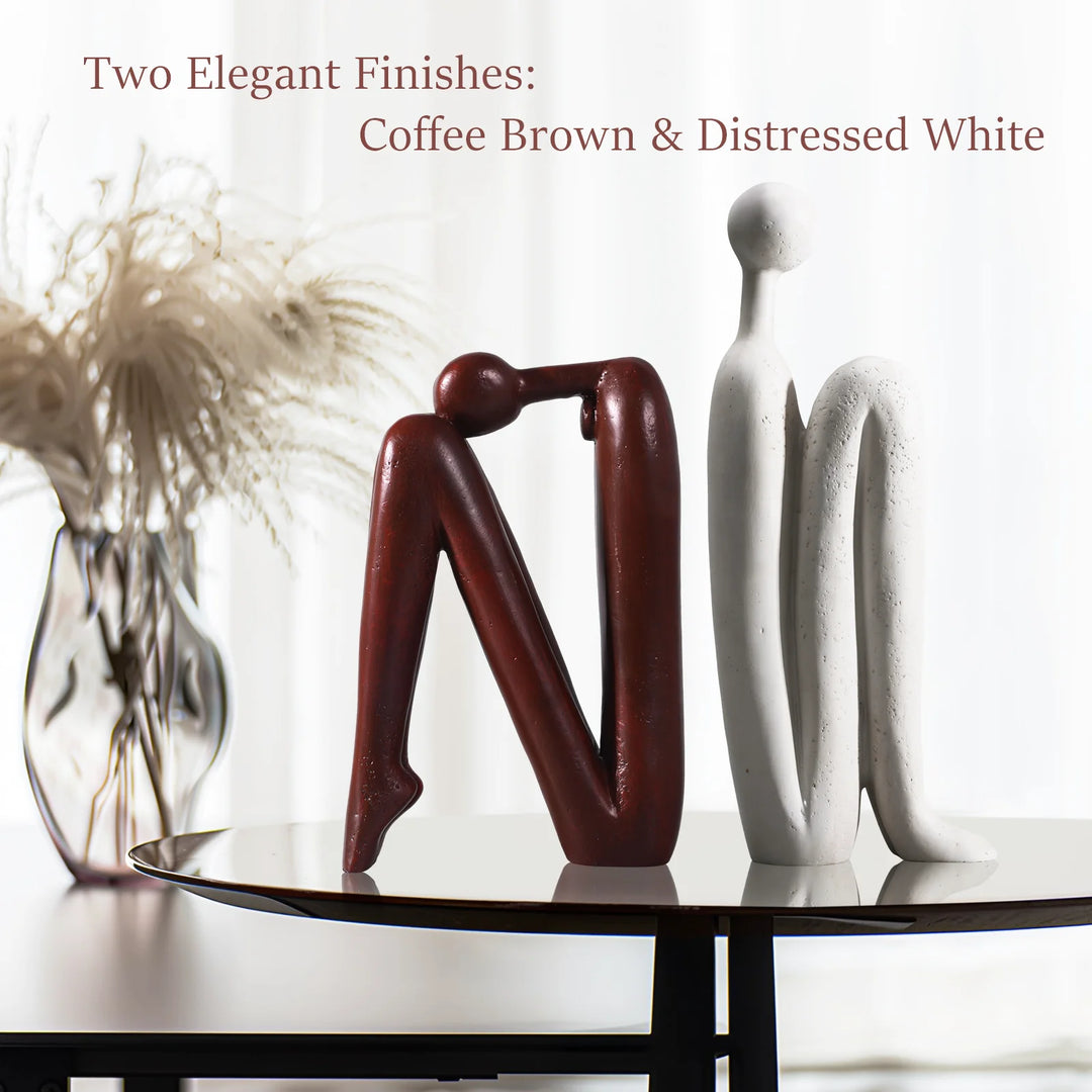 Decorative Bookends for Heavy Books, Thinker Statue Book Holders for Shelves & Office Desk, Abstract Decor Aesthetic Book Ends S