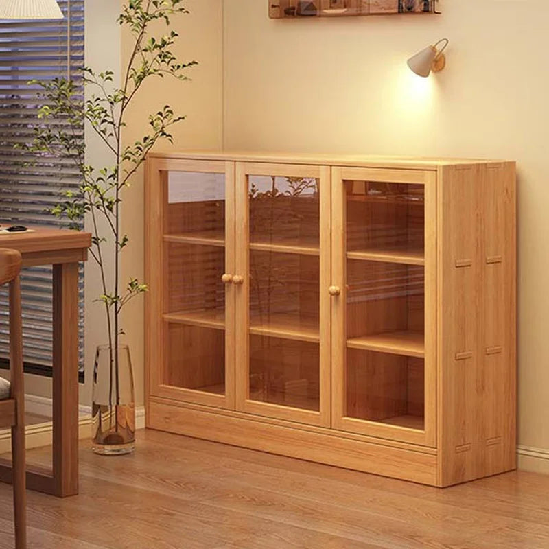 Wood Rustic Storage Cabinet Narrow Luxury Design Multifunction Display Cabinet Retro Elegant Muebles Salon Living Room Furniture