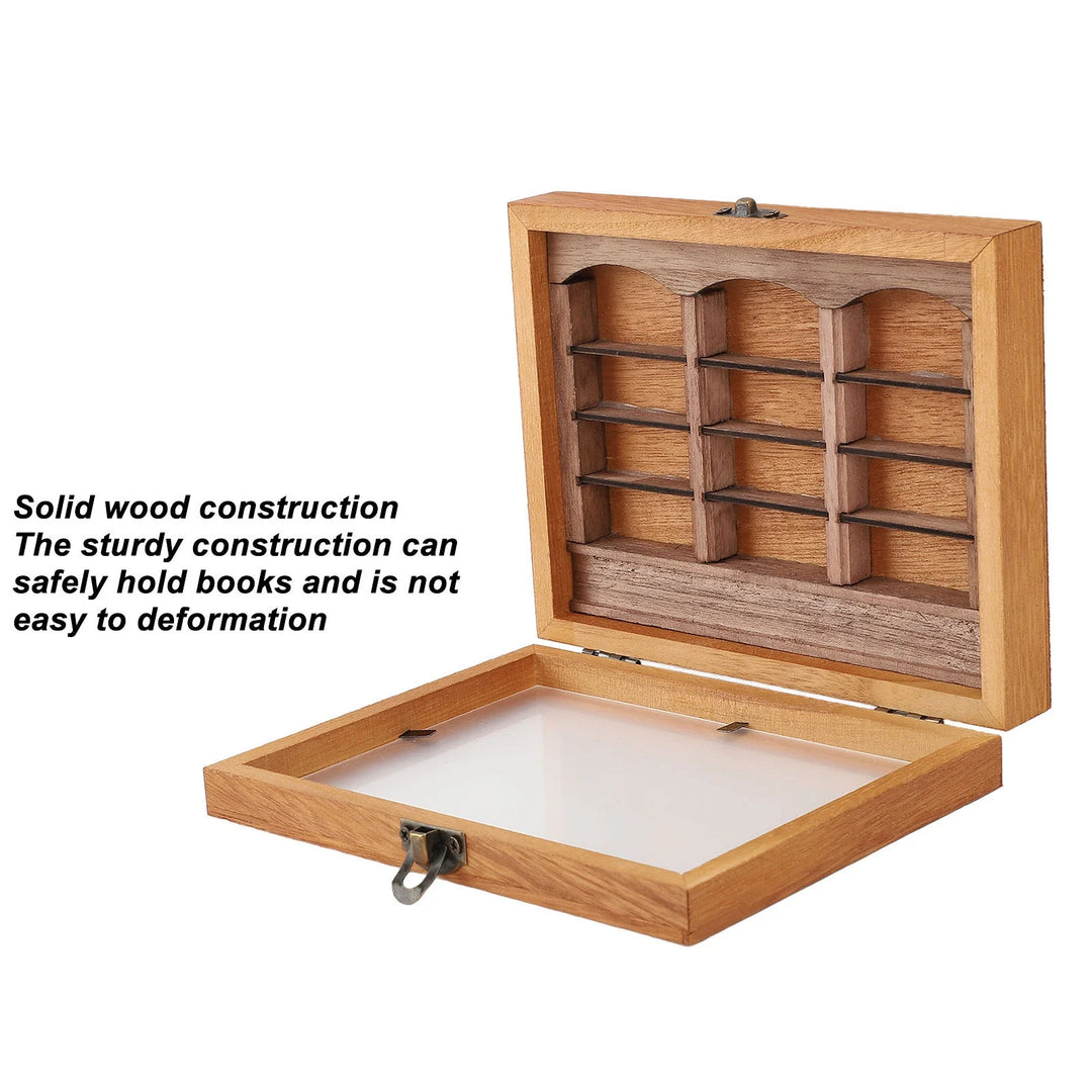 Miniature Bookshelf Decoration 196 Folded Books Miniature Book Boxes Display Case  Wood Stylish for Coffee Shop