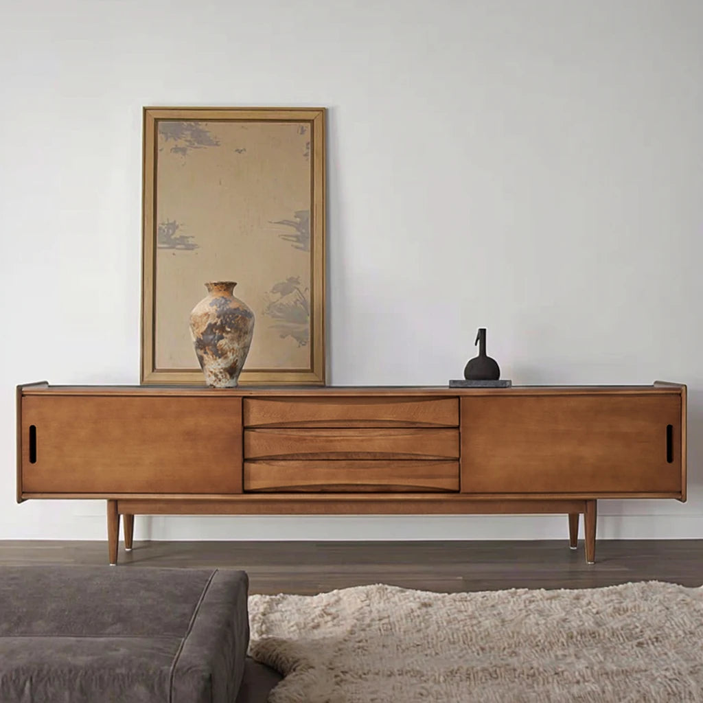 Elegant Retro Chinese Style Wood Cabinet Harmonious Blend of Tradition and Modern Craftsmanship for Living Room Storage Decor