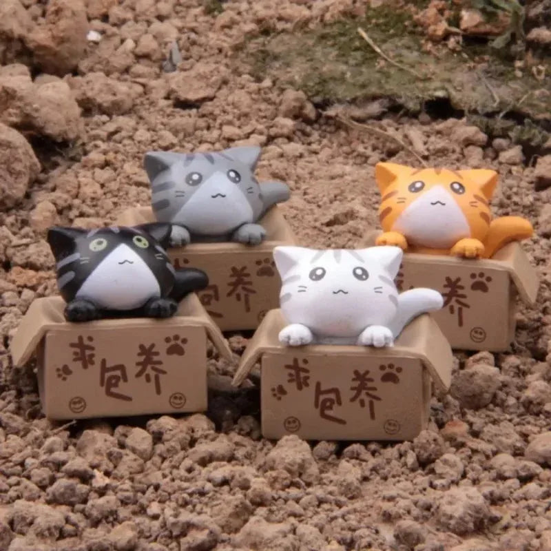 Creative Cartoon Mini Cat Ornament Micro Landscape Plastic Garden Kitten Statue Toy Cute Figurines