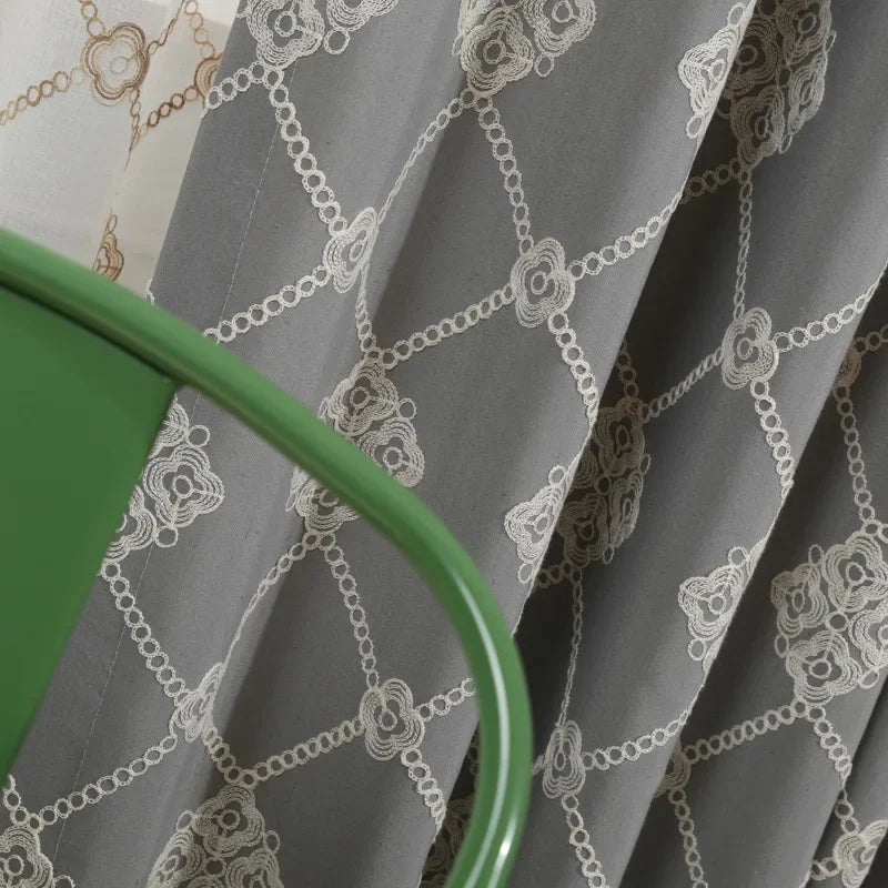 Modern Curtains for Living Dining Room Bedroom Simple European Style Artificial Cotton Printing Shading White