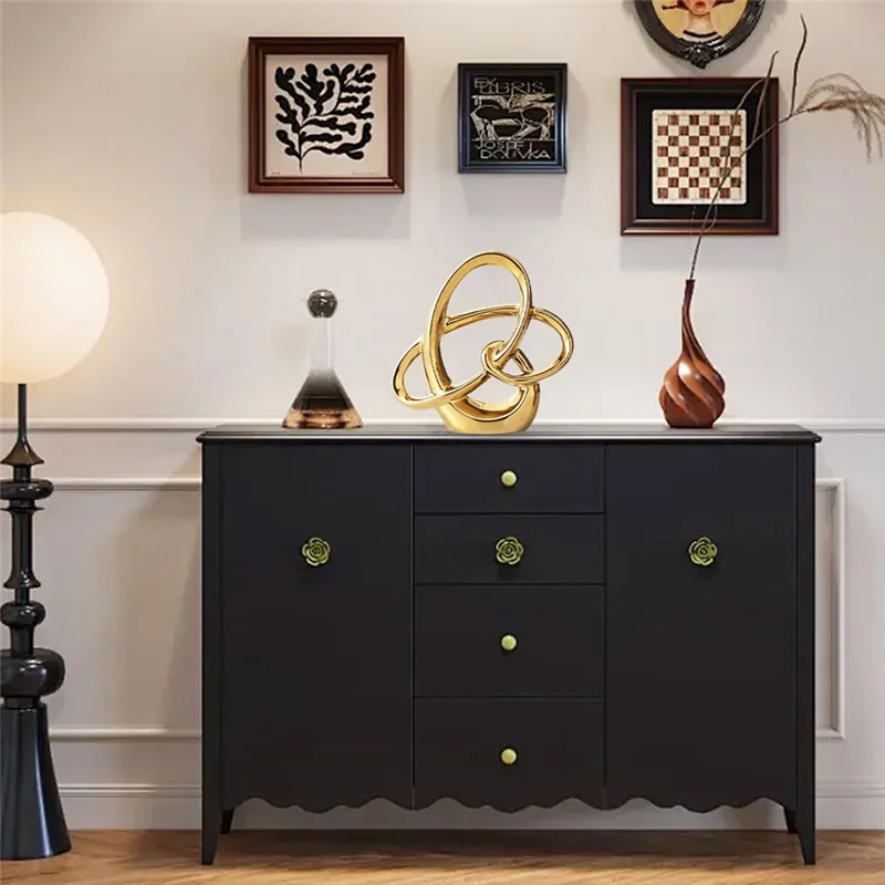 RALCA-Modern Gold Decor  Geometric Sculpture, Abstract Home Accent & Tabletop Figurine