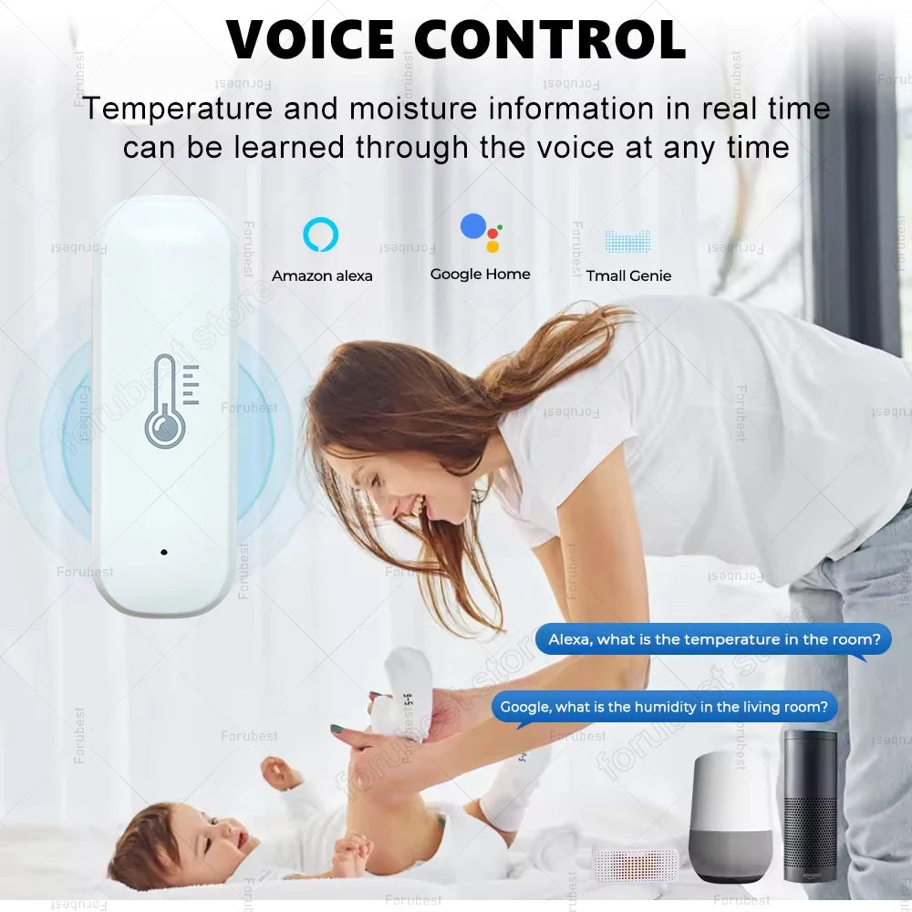 Smart Zigbee Temperature Humidity Sensor Home Indoor Hygrometer Thermometer Smart App Remote Monitor Work With Alexa Zigbee2MQTT