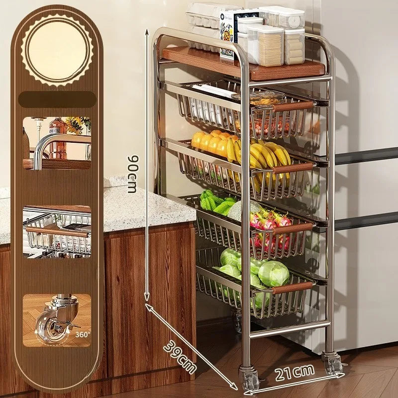 Kitchen Storage Shelf Modern Sliding Racks Corner Organization Rack Multifunctional Shelves Organizers Kitchens Accessories