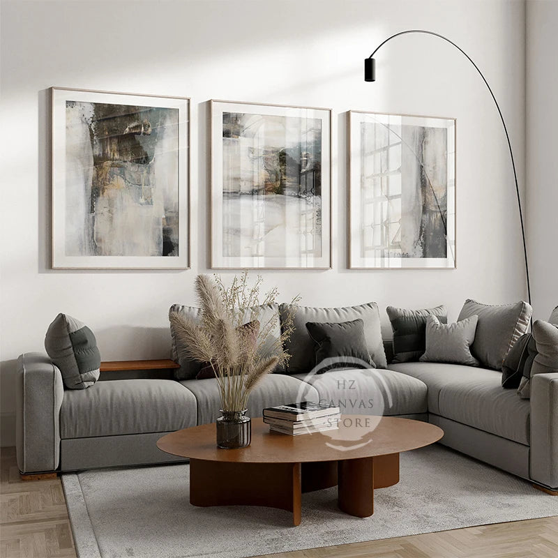 Neutral Abstract Wall Art Poster Gold Black Grey Prints Modern Canvas Painting Wall Picture for Living Room Home Decoration Gift