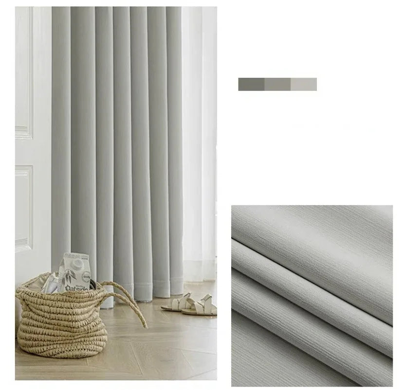 Fashion Modern  Living Room Bedroom Blackout Milk Tea Curtains French Light Luxury Japanese White Tulle Custom Size