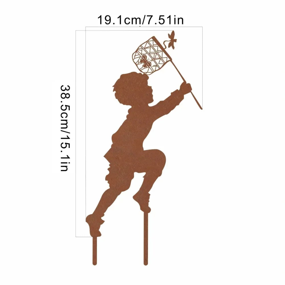 Adorable Outdoor Farmhouse Decor – Cute Boy and Girl Art Adds Whimsy to Your Garden