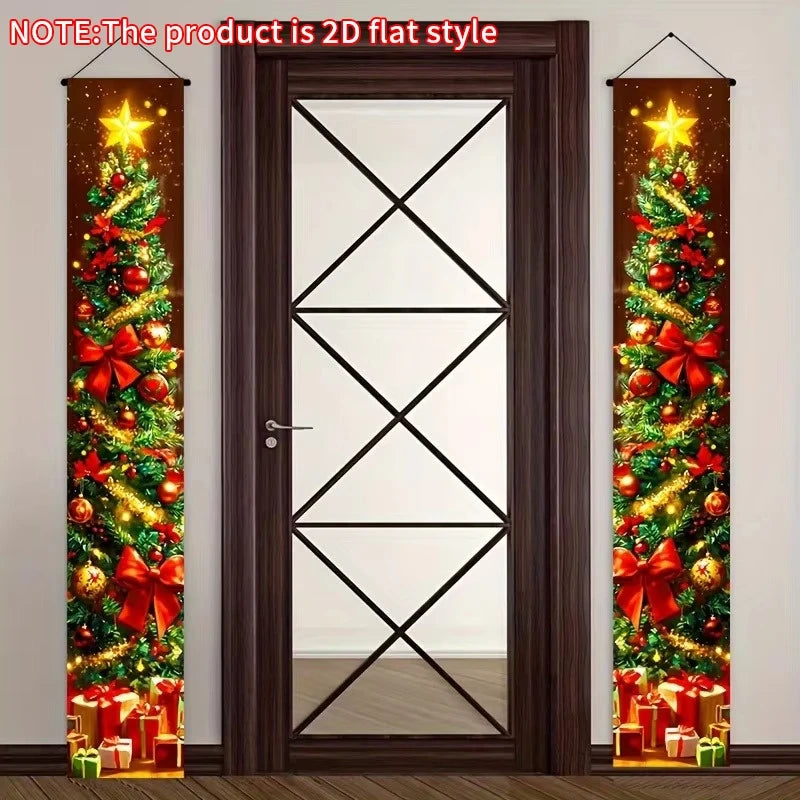 Christmas decorative Christmas tree couplet banners, suitable for outdoor and indoor doorwayuse，Christmas Party Decorations