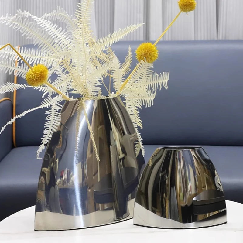 Modern Vase Elegant Unusual Shape Flower Vases Aesthetic Decoration Flower Bottle Living Room Flowerpots Bedroom Desk Decorating