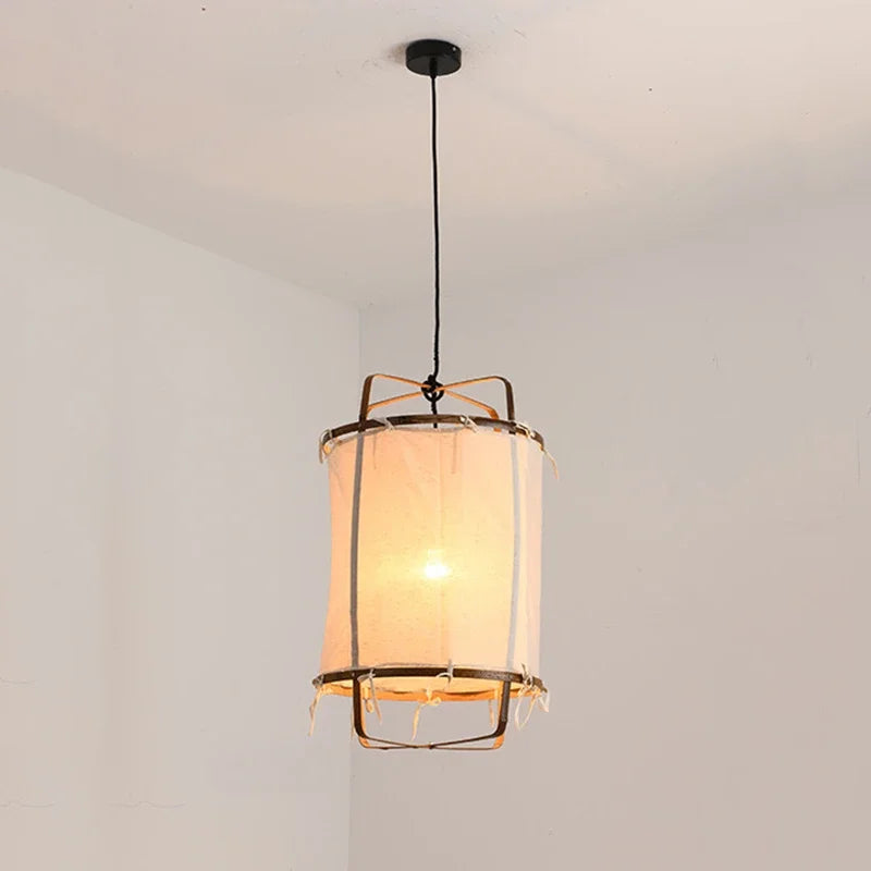 Modern bohemian fabric ceiling pendant lamp for living room hotel shop Art Deco gauze hanging light restaurant decor fixture