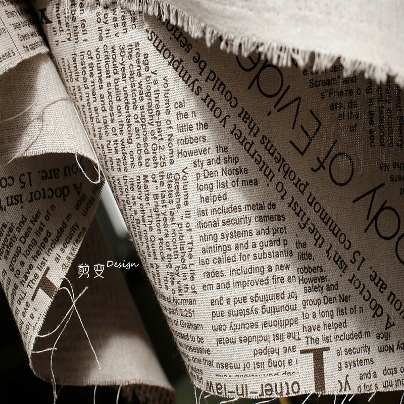 Vintage English word newspaper texture fabric clothing designer fabric handmade DIY curtain tablecloth background fabric