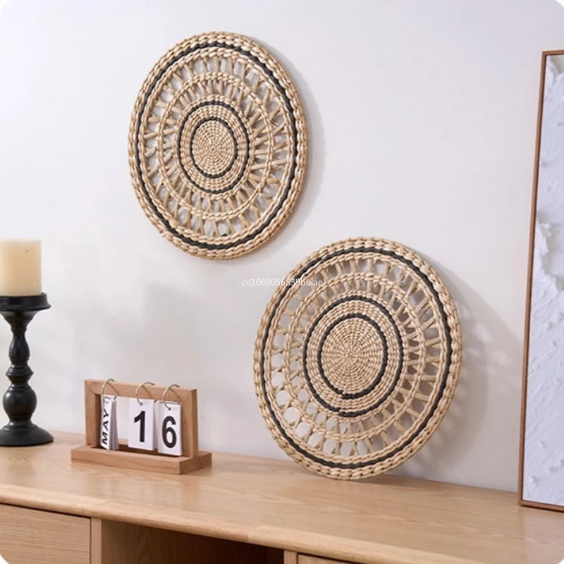 Bohemian Style Straw Wall Decoration, Background Wall Decoration, Sofa Bedside Handwoven Hanging Decoration Room Decor Aesthetic