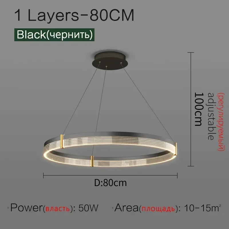 Italian Minimalist Living Room Circular Chandelier Modern Dining Room Bedroom Hotel Coffee Shop Home Lighting Decoration Lamps